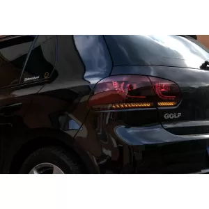 Taillights Full LED suitable for VW Golf 6 VI (2008-2013) R20 Design Red Cherry with Sequential Dynamic Turning Lights (LHD and RHD)