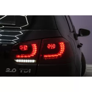 Taillights Full LED suitable for VW Golf 6 VI (2008-2013) R20 Design Red Cherry with Sequential Dynamic Turning Lights (LHD and RHD)