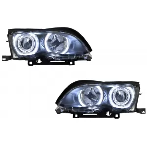 Faruri LED Angel Eyes compatibil cu BMW Seria 3 E46 (09.2001-03.2005) Negru-image-6033918