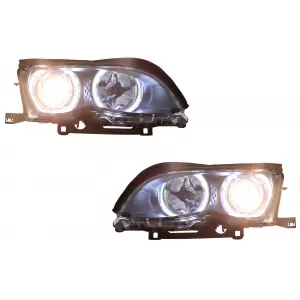 Faruri LED Angel Eyes compatibil cu BMW Seria 3 E46 (09.2001-03.2005) Negru-image-6033920
