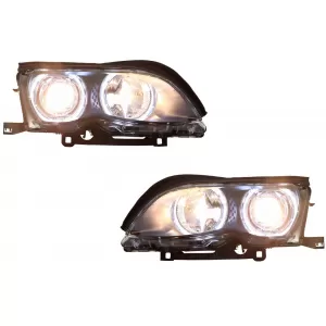 Faruri LED Angel Eyes compatibil cu BMW Seria 3 E46 (09.2001-03.2005) Negru-image-6033922