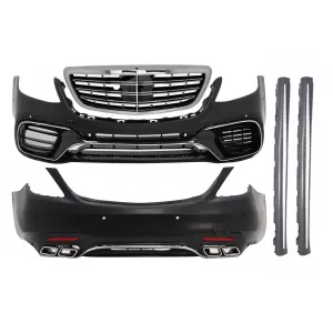 image-75-Body Kit lökhárítóval, Mercedes W222 S-osztály 13-17, Facelift hűtőrács, küszöb spoiler, hosszú tengelytáv