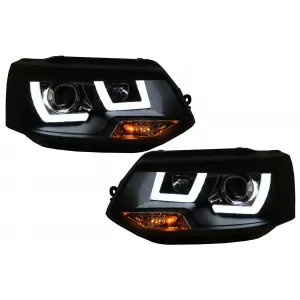 image-33-LED DRL fényszóró VW Transporter T5 Multivan Facelift (2010-2015) U Tube Xenon kinézet
