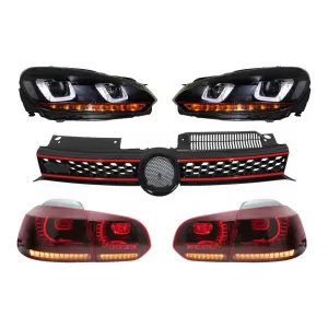 image-46-Gitter für VW Golf 6VI 08-12 Scheinwerfer LED DRL U-Look Rückleuchten Full LED