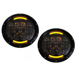 image-10-7 inch CREE LED fényszóró angyalszem sárga DRL karikával Jeep Wrangler JK TJ LJ, Land Rover Defender, Mercedes W463 fekete