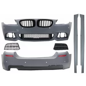 Pachet Exterior cu Grile Centrale compatibil cu BMW Seria 5 F10 (2010-2017) M-Technik 550i Design Brilliant Black Edition