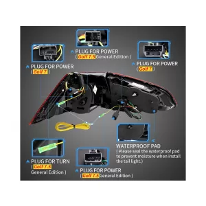 Full LED Taillights suitable for VW Golf 7 & 7.5 VII (2012-2019) Facelift Retrofit G7.5 Look Dynamic Sequential Turning Lights Dark Cherry Red