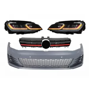 image-55-Első lökhárító Volkswagen VW Golf VII 7 5G (2013-2017), LED fényszórókkal, G7.5 GTI design, dinamikus irányjelzővel