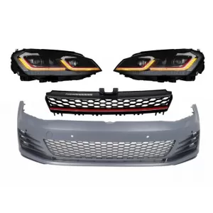 image-56-Első lökhárító Volkswagen VW Golf VII 7 5G (2013-2017), LED fényszórókkal, G7.5 GTI design, dinamikus irányjelzővel