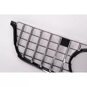 Front Grille suitable for Mercedes ML-Class W166 (2012-2014) GT-R Panamericana Design Black Chrome
