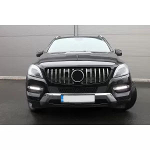 Front Grille suitable for Mercedes ML-Class W166 (2012-2014) GT-R Panamericana Design Black Chrome