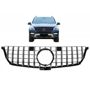Front Grille suitable for Mercedes ML-Class W166 (2012-2014) GT-R Panamericana Design Black Chrome