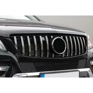 Front Grille suitable for Mercedes ML-Class W166 (2012-2014) GT-R Panamericana Design Black Chrome