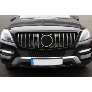Front Grille suitable for Mercedes ML-Class W166 (2012-2014) GT-R Panamericana Design Black Chrome