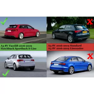 Hátsó lökhárító diffúzor Audi A3 8V facelift (2016-2019) S-Line lökhárítóhoz Hatchback Sportback S3 Design-image-6042055
