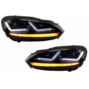 Ansamblu Bara Fata compatibil cu VW Golf VI 6 (2008-2013) cu Faruri Osram Xenon Upgrade Red GTI LED Semnal Dinamic Secvential-image-6042260