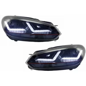 Ansamblu Bara Fata compatibil cu VW Golf VI 6 (2008-2013) cu Faruri Osram Xenon Upgrade Red GTI LED Semnal Dinamic Secvential-image-6042262