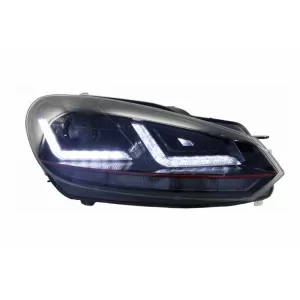 Ansamblu Bara Fata compatibil cu VW Golf VI 6 (2008-2013) cu Faruri Osram Xenon Upgrade Red GTI LED Semnal Dinamic Secvential-image-6042263