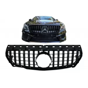Zentral Grille für Mercedes CLA C117 X117 W117 2013-2018 GT-R Look Alles Schwarz-image-6042800