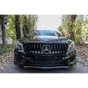 Zentral Grille für Mercedes CLA C117 X117 W117 2013-2018 GT-R Look Alles Schwarz-image-6075094