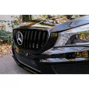 Zentral Grille für Mercedes CLA C117 X117 W117 2013-2018 GT-R Look Alles Schwarz-image-6075096