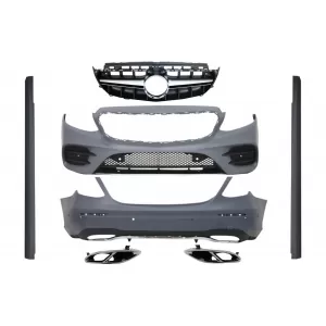 image-62-Body Kit Mercedes E W213 16+ modellekhez, hűtőrács, kipufogóvég, GT-R AMG Dizájn, Króm/Fekete