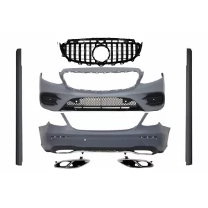 image-63-Body Kit Mercedes E W213 16+ modellekhez, GT-R AMG Dizájn, hűtőrács, kipufogóvég, fekete