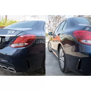 Rear Bumper Flaps Side Fins Flics suitable for Mercedes C Class W205 (2014-2020) Piano Black