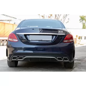Rear Bumper Flaps Side Fins Flics suitable for Mercedes C Class W205 (2014-2020) Piano Black