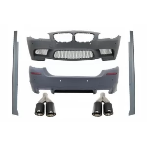 image-34-Body Kit BMW F10 5 11+ modellekhez, lökhárítóval, küszöb spoilerrel, kipufogóvégekkel, szénszálas M5, PDC és fényszórómosó támogatással
