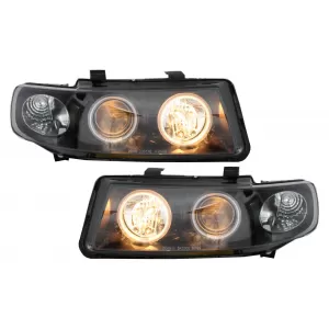 Faruri compatibile cu SEAT Leon (1999-2004) / Seat Toledo (1999-2004) Angel Eyes Black CCFL-image-6044934