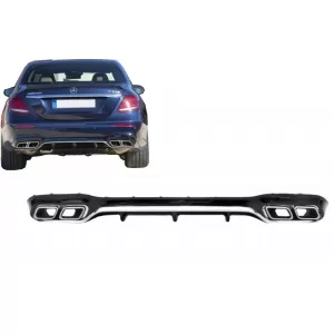 image-11-Paraurti Diffusore per Mercedes Classe E W213 Sport Line 2016-2019 Scarico Silenziatore Punte Cromo E63 Look