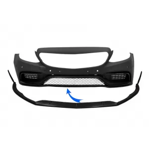 image-16-Lip prednjeg Branik prikladna za Mercedes C-klasu W205 S205 A205 C205 (2014-2018) Limuzina T-Model Kupe Cabriolet Izdanje 1 Dizjan Mat crna
