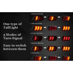 Full LED Taillights suitable for Ford Mustang VI S550 (2015-2019) Red with Dynamic Sequential Turning Lights