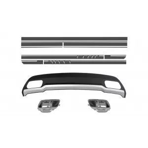 image-21-Difuzor zraka s vrhovima Vrhovi auspuha i naljepnicama Sivi za Mercedes A-Klasa W176 (2012-2018) Sport Pack