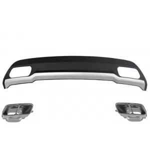 Diffúzor kipufogóvéggel és szürke betéttel, Mercedes A-osztály W176 (2012-2018) AMG Sport Pack modellekhez-image-6044890
