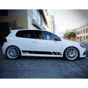 Side Skirts with Side Decals Sticker Vinyl Black suitable for VW Golf VI 6 (2008-2014) GTI Design