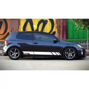 Seitenschweller für VW Golf VI 6 2008-2014 GTI Look Seite Aufkleber Vinyl Weiß-image-6046370