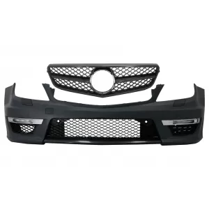 image-45-Stoßstange für Mercedes C W204 12+ C63 Facelift Kühlergrill Sport Look Schwarz