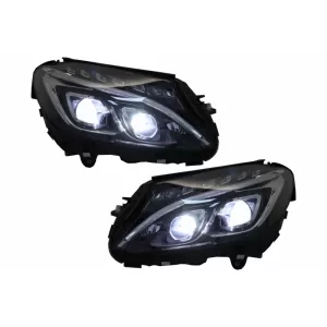 Bara Fata cu Faruri Full LED compatibil cu Mercedes C-Class W205 S205 Limo T-Model (2014-2018) C63 Design-image-6046676