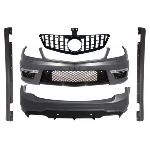 image-67-Body Kit Mercedes W204 Facelift S204 Kombi modellekhez, lökhárító hűtőrács, C63 dizájn, GT-R fekete