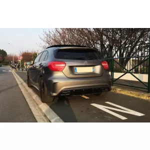 Rear Bumper Diffuser with Exhaust Muffler Tips suitable for Mercedes W176 A-Class (2013-2018) A45 Facelift Design