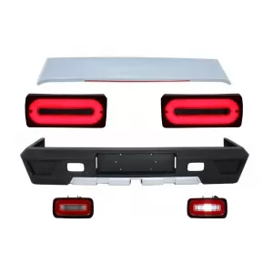 Rear Bumper Roof Spoiler suitable for Mercedes G-class W463 (1989-2015) with Full LED Taillights Light Bar Dynamic Sequential Turning Lights and Fog Lamp