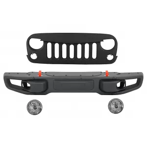 image-27-Paraurti metallo per JEEP Wrangler Rubicon JK 07-17 Fendinebbia Griglia Nero-