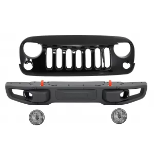 image-28-Paraurti metallo per JEEP Wrangler Rubicon JK 07-17 Fendinebbia Griglia Nero