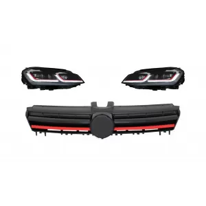 image-70-Scheinwerfer LED Dynamisches Licht mit Gitter für VW Golf 7 VII 2013-2017 R Look rot