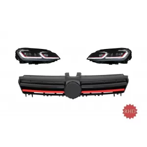 image-71-RHD Scheinwerfer LED Dynamisch Wende Gitter für VW Golf 7 VII 13-17 R Look Rot