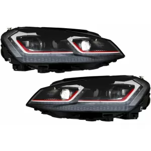 RHD Scheinwerfer LED Dynamisch Wende Gitter für VW Golf 7 VII 13-17 R Look Rot-image-6048466