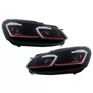 LED Фарове , подходящи за VW Golf 6 VI (2008-2013) с Facelift G7.5 TFSI Look Red Flowing Динамичен Sequential Въртящи се светлини LHD-image-6051893