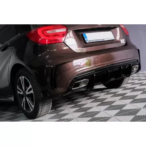 Valance Rear Diffuser Suitable for MERCEDES W176 A-Class (2012-2018) with Exhaust Muffler Tips and Roof Boot Lid Spoiler A45 Design Facelift